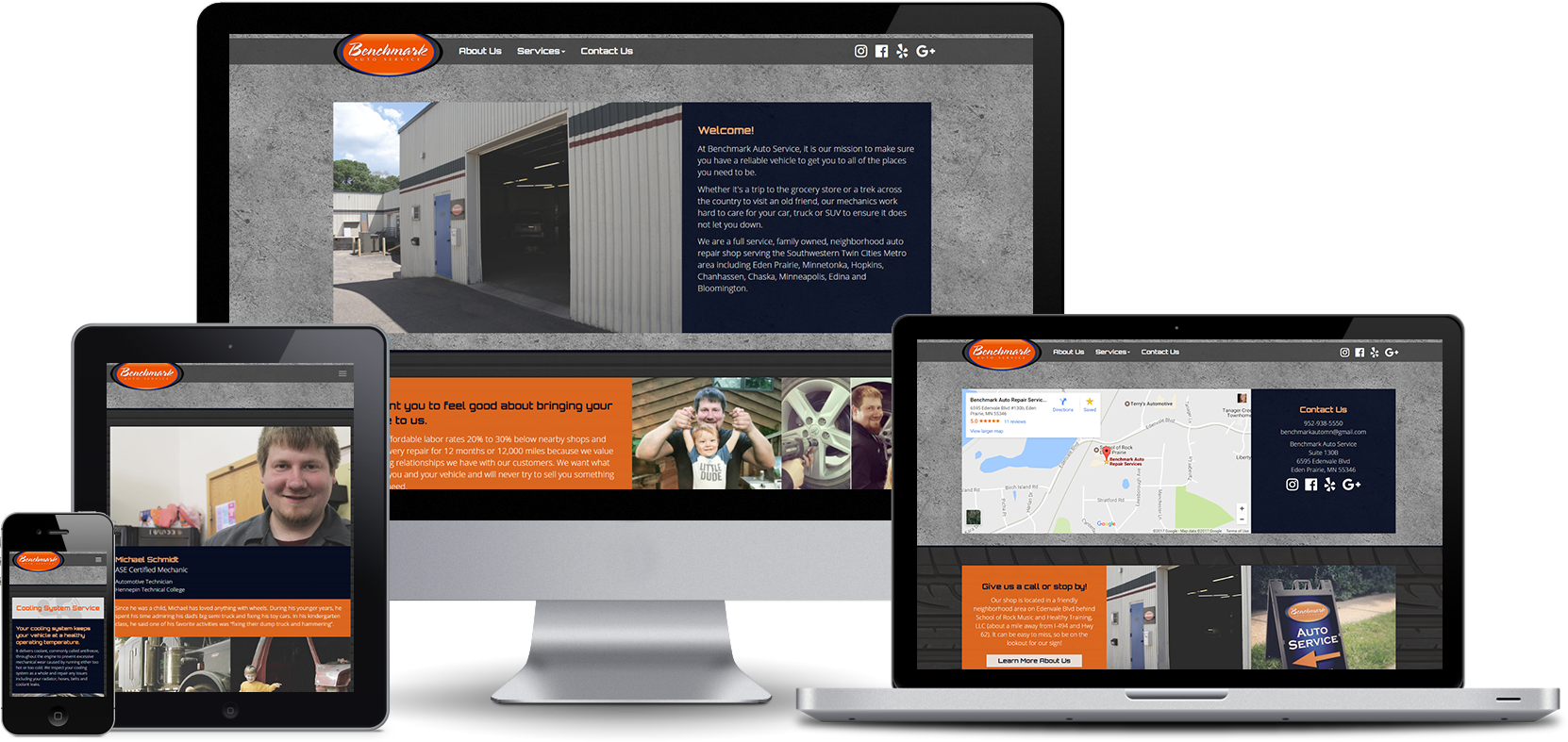 benchmark auto service website responsive devices
